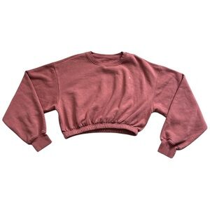 Vitality Rosewood Red Cozy Crew Crop Top Sweatshirt Size Small